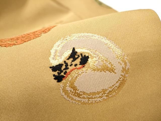 平和屋着物○九寸名古屋帯 唐織 だるま 金糸 三越扱い 正絹 逸品