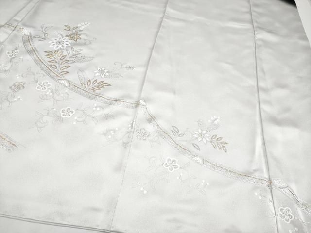 平和屋本店■極上　訪問着　ラインストーン　花唐草文　暈し染め　銀通し地　逸品　CYAA2044s5 平和屋本店□極上 訪問着 ラインストーン 花唐草文 暈し染め 銀通し地