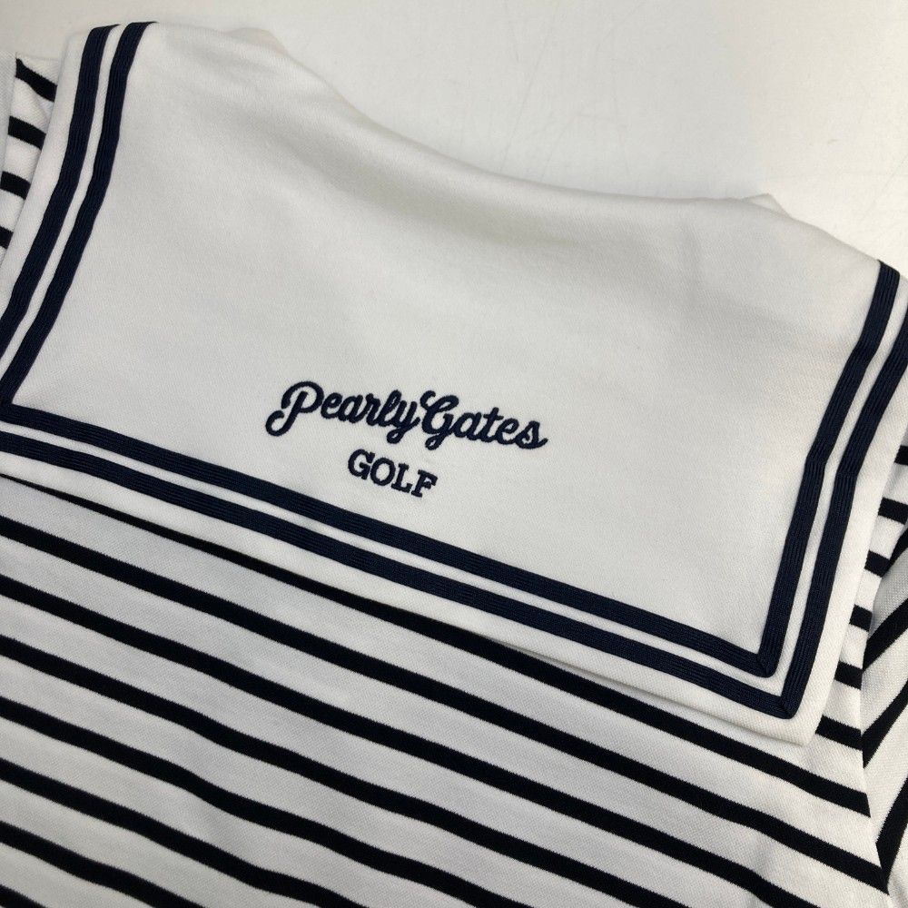 PEARLY GATES  半袖セーラーポロシャツ ボーダー柄 ホワイト系 1 サイズ：1 PEARLY GATES パーリーゲイツ セーラーカラー 半袖