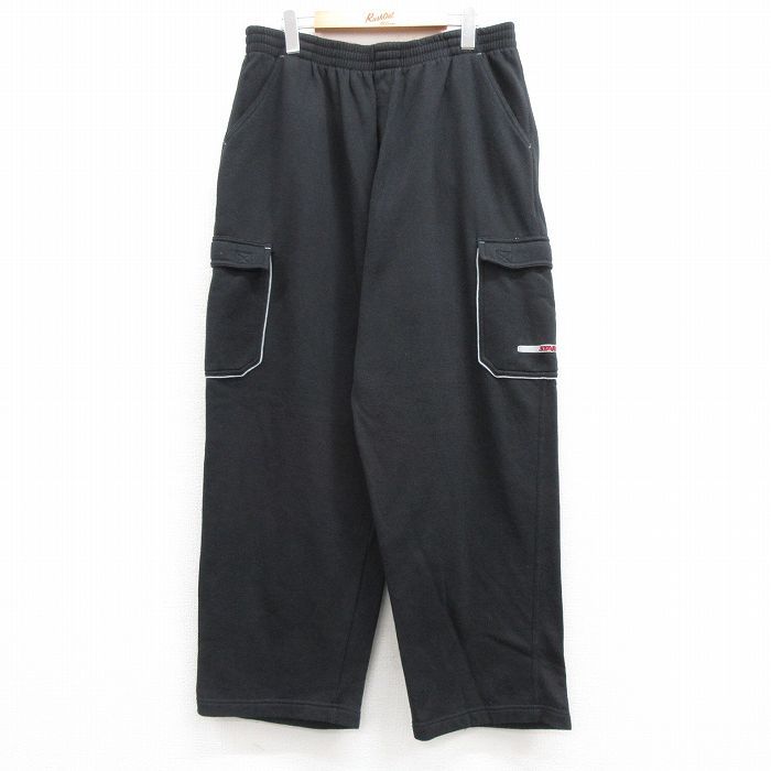 W37/古着 スターター スウェット カーゴ パンツ メンズ 00s ワンポイントロゴ 黒 ブラック spe 24may15 中古 ボトムス ロング