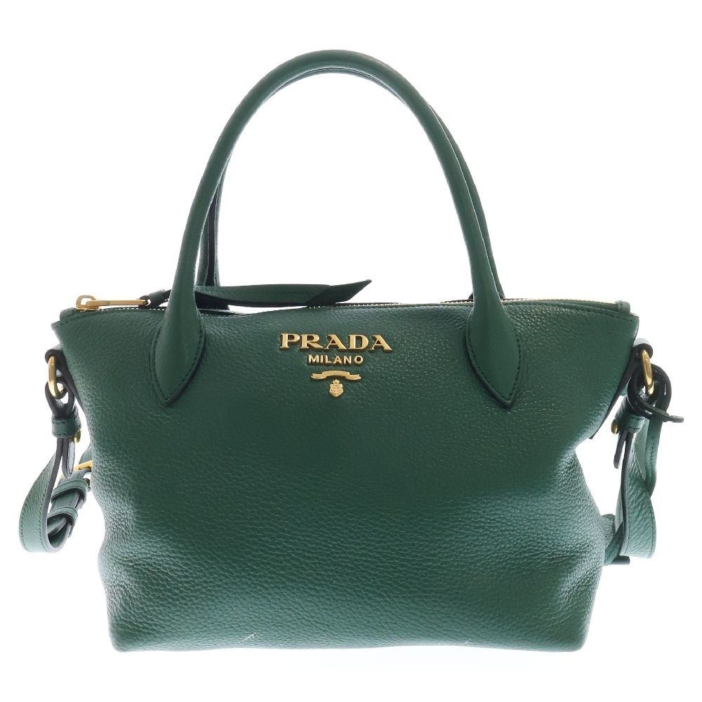 PRADA プラダ ヴィッテロダイノ ハンドバッグ ショルダーバッグ グリーン レザー ゴールド金具 2wayバッグ 1BA111