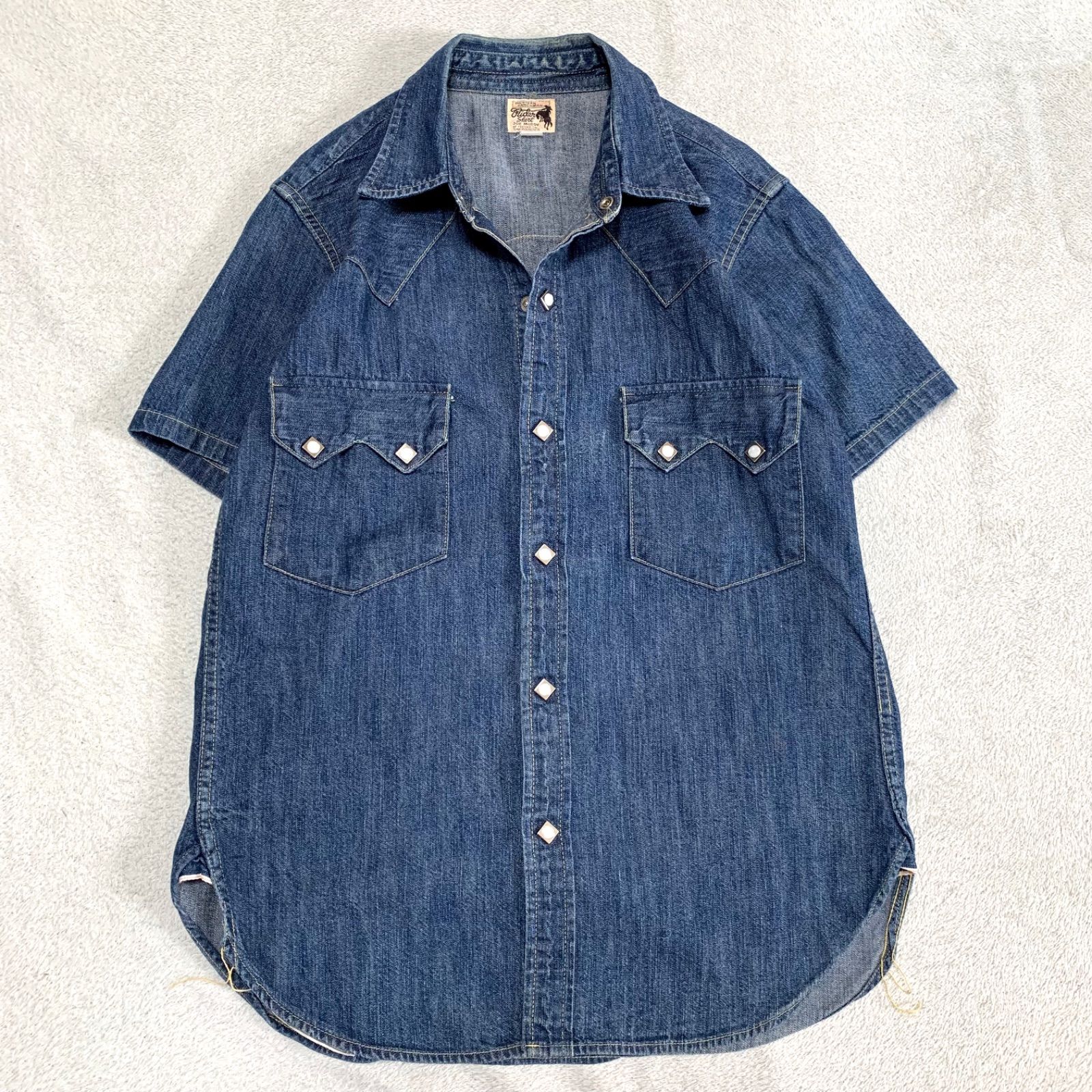 REAL Mc COY’S 600 RANCH デニム ウエスタンシャツ 15 美品 リアルマッコイズ 600RANCH 刺繍入り デニムウエスタン