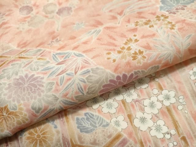 平和屋着物○上質な小紋 笹竹吉祥草花文 正絹 逸品 未使用 CAAS7367yc