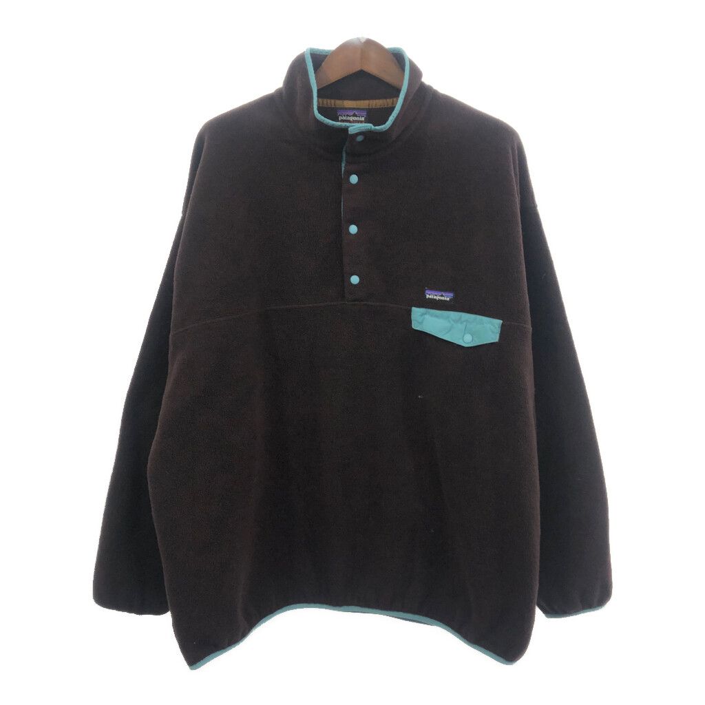 patagonia パタゴニア SYNCHILLA シンチラ スナップT フリースジャケット アウトドア 大きいサイズ ブラウン(メンズ 2XL) 中古 古着 Q5903