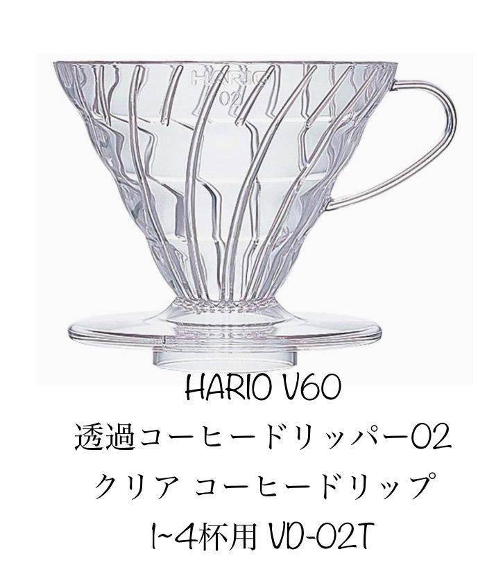 いラインアップ HARIO ハリオ V60 透過 コーヒードリッパー 02 クリア コーヒードリップ 1~4杯用 VD-02T