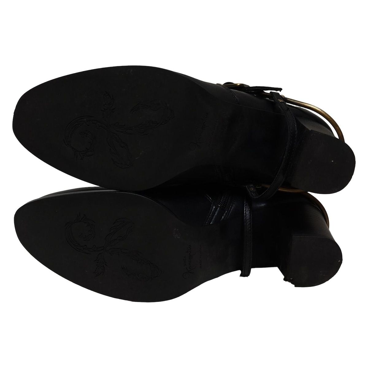 銀座かねまつ 黒 ブーティ ショートブーツ 23.5cm AQUA BELLシリーズの