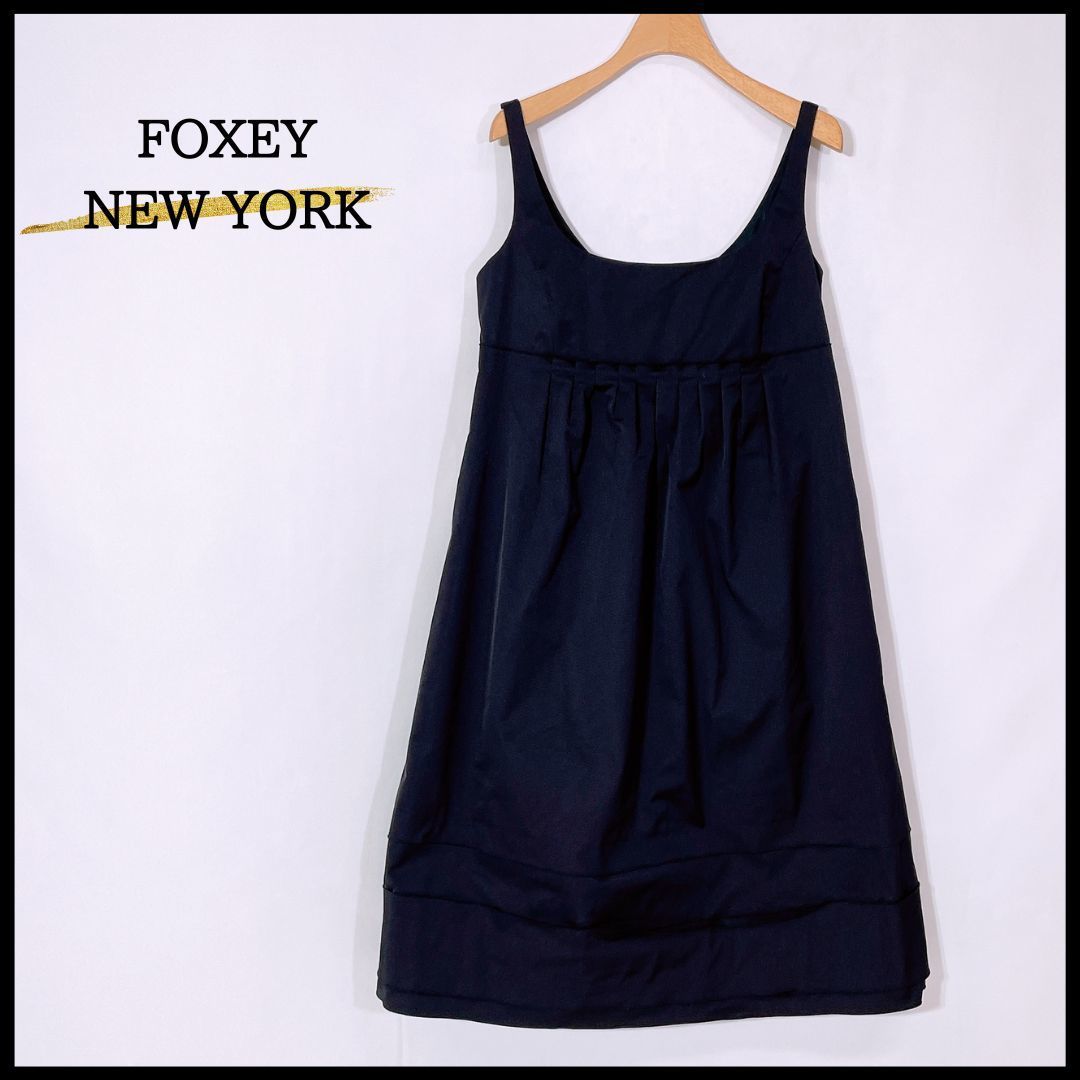 レディースM 38 FOXEY NEW YORK ワンピース ブラック B品 訳あり品