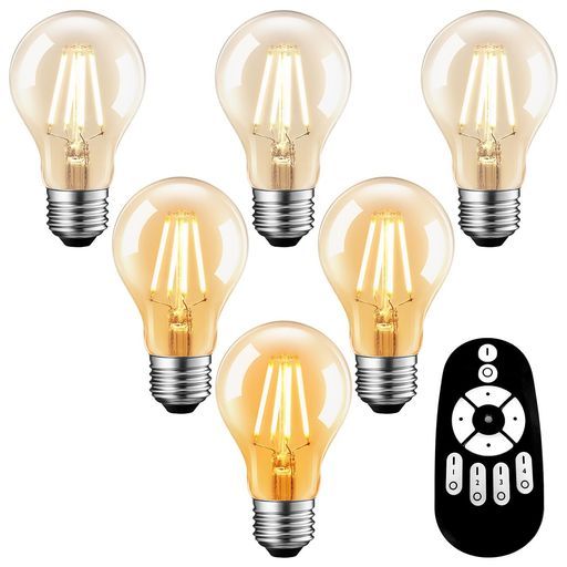 UEWITLED電球6個セットフィラメント電球6W(60W形相当)806LME26口金リモコン付きボール電球透明全方向タイプ高輝度led照明常夜灯昼光色昼白色電球色広配光タイプ省エネ(リモコン電池別売)