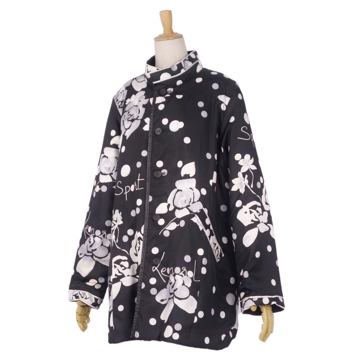 美品 レオナール LEONARD SPORT コート リバーシブル 花柄 ポリエ