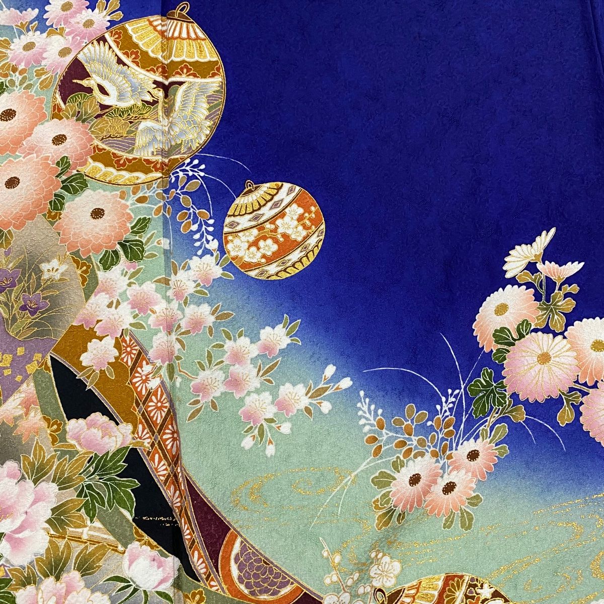 振袖 身長152-167cm 濃青紫　辻が花　絞り　正絹 振袖 身長152-167cm 濃青紫辻が花絞り正絹