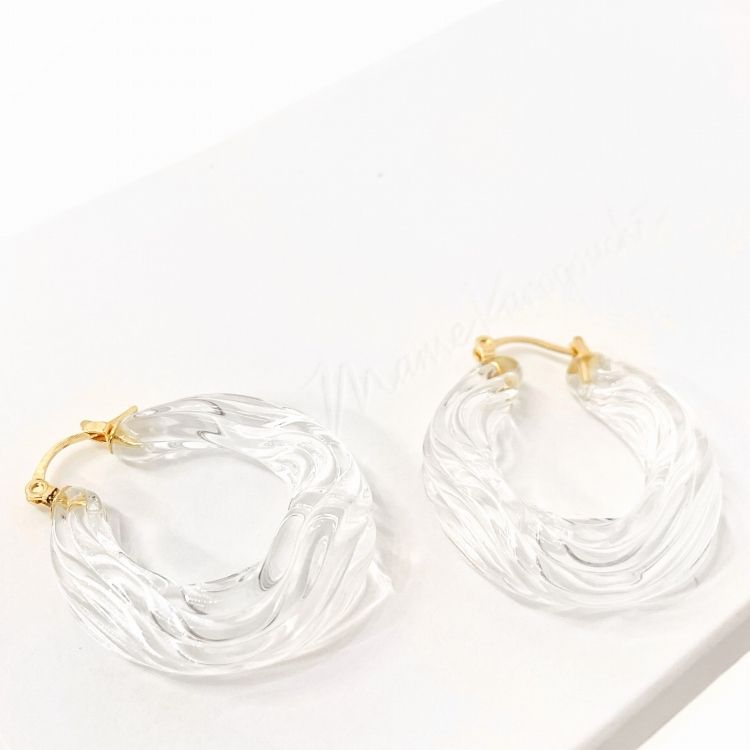 Mame Kurogouchi マメクロゴウチ Glass Round Full Moon Earrings ガラスラウンドフルムーンピアス クリア  MM22FW-AC316