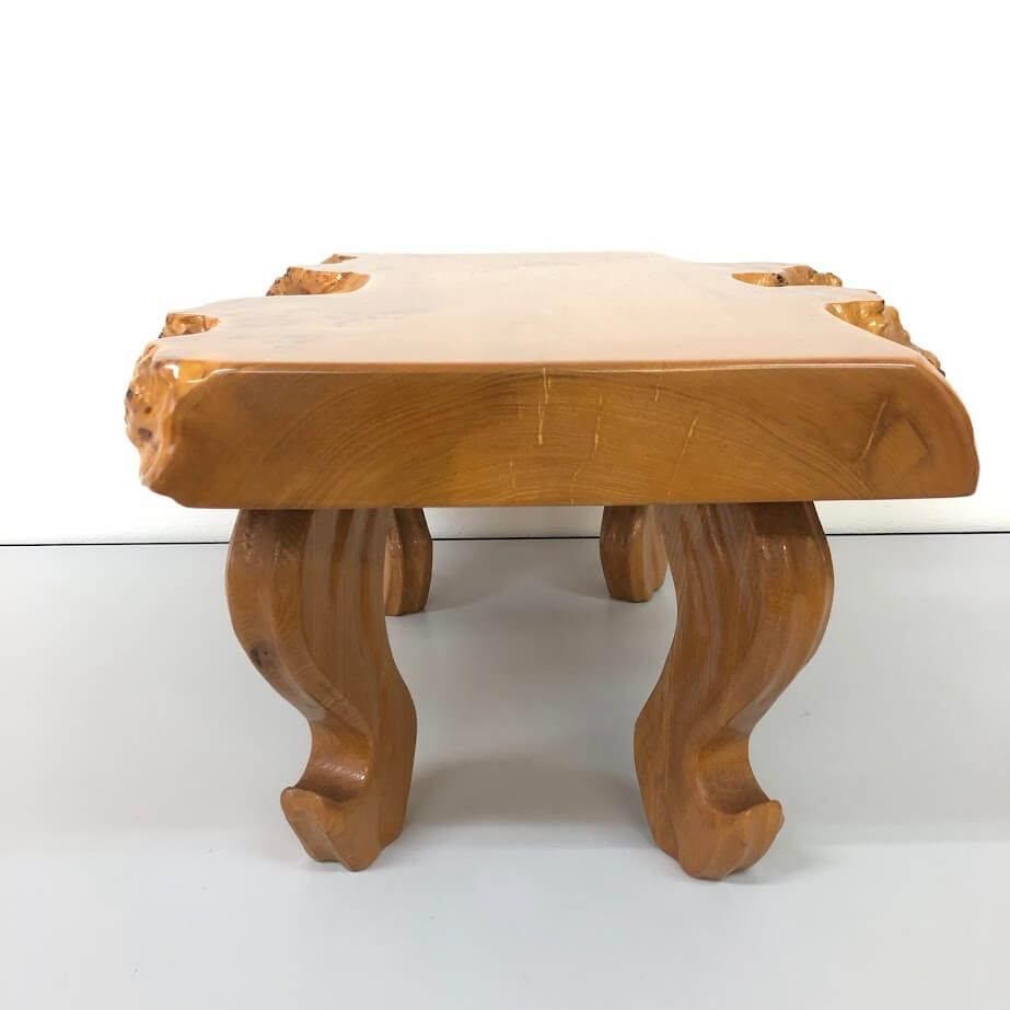 ss7789 【中古】 花台 飾り台 脚付き ミニテーブル 木製 天然木 瘤