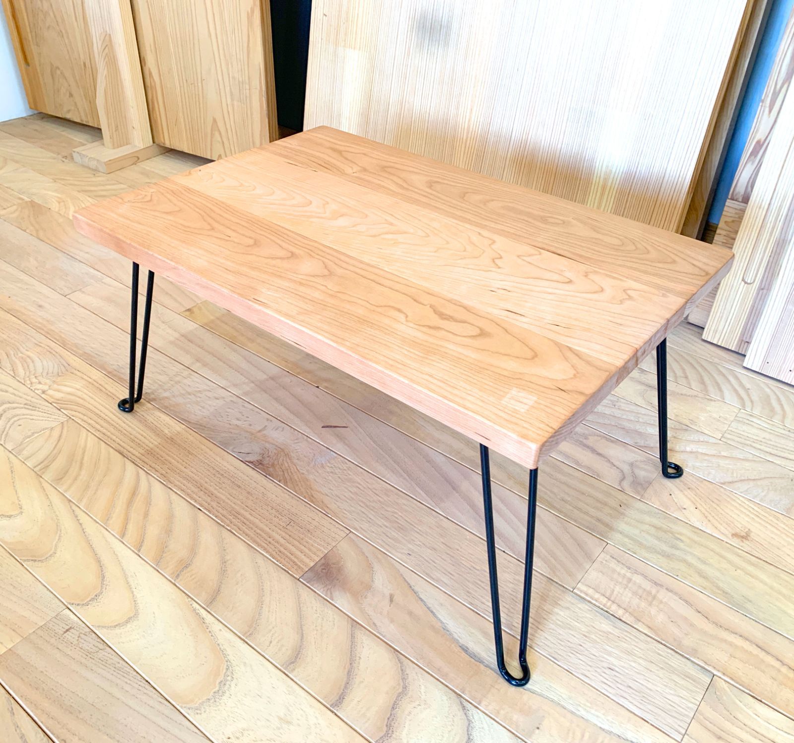 チェリー集成材の折りたたみテーブル ちゃぶ台 T141