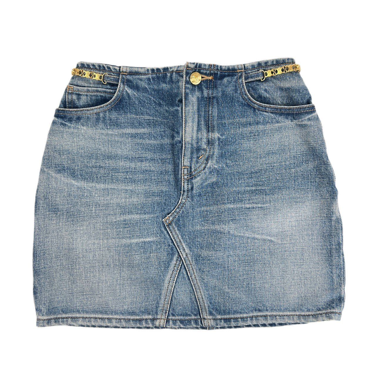 ♥品 CELINE セリーヌ デニムミニスカート 綿 light blue denim