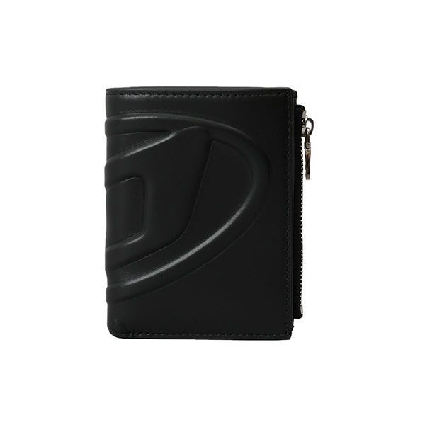 DIESEL 二つ折り財布 ブラック X09738 レザー Dロゴ プレゼント