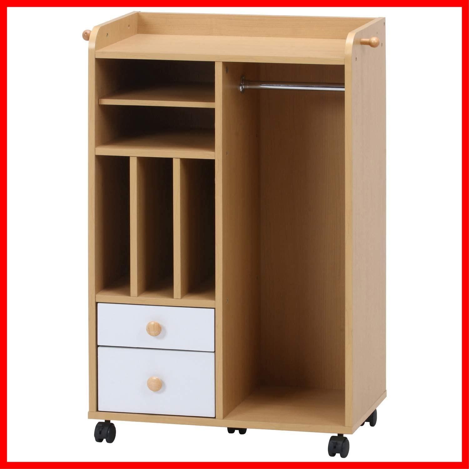 商品 子供用 幅58×奥行34×高さ92cm ランドセルラック ナチュラル ハンガーラック 書類収納 リビング収納 本棚 A4サイズ対応 キャスター付き 不二貿易 Fujiboeki NORM 98893