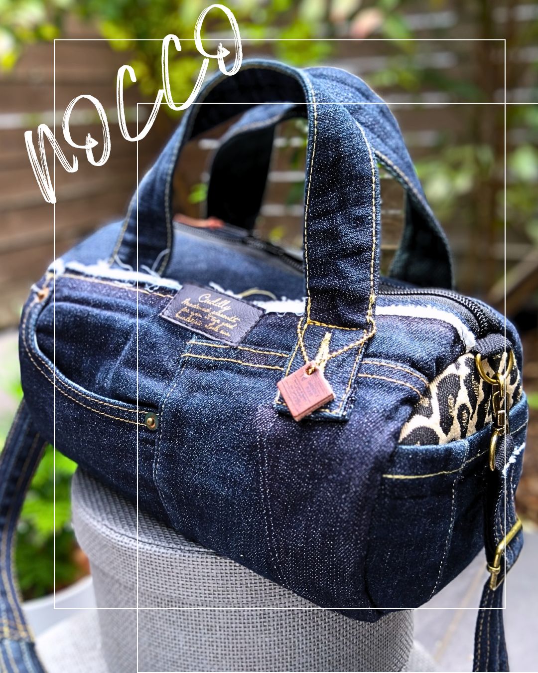 №768【DENIM❌️ドラム缶型ボストンバッグ♥】デニムリメイク