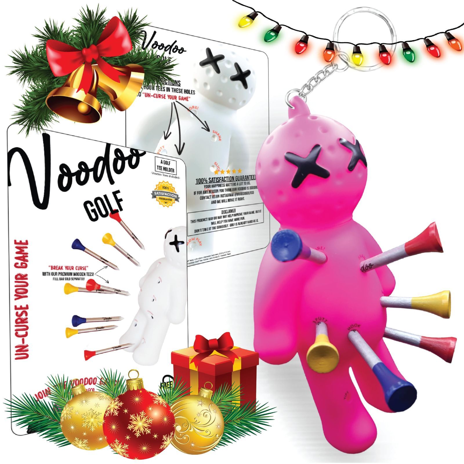 数量 Voodoo ゴルフボール ティーホルダー | ノベルティキーホルダーアクセサリー バッグ用 | メンズギフト | 3 1|4 2 3|4 1 1|2のティーにフィット