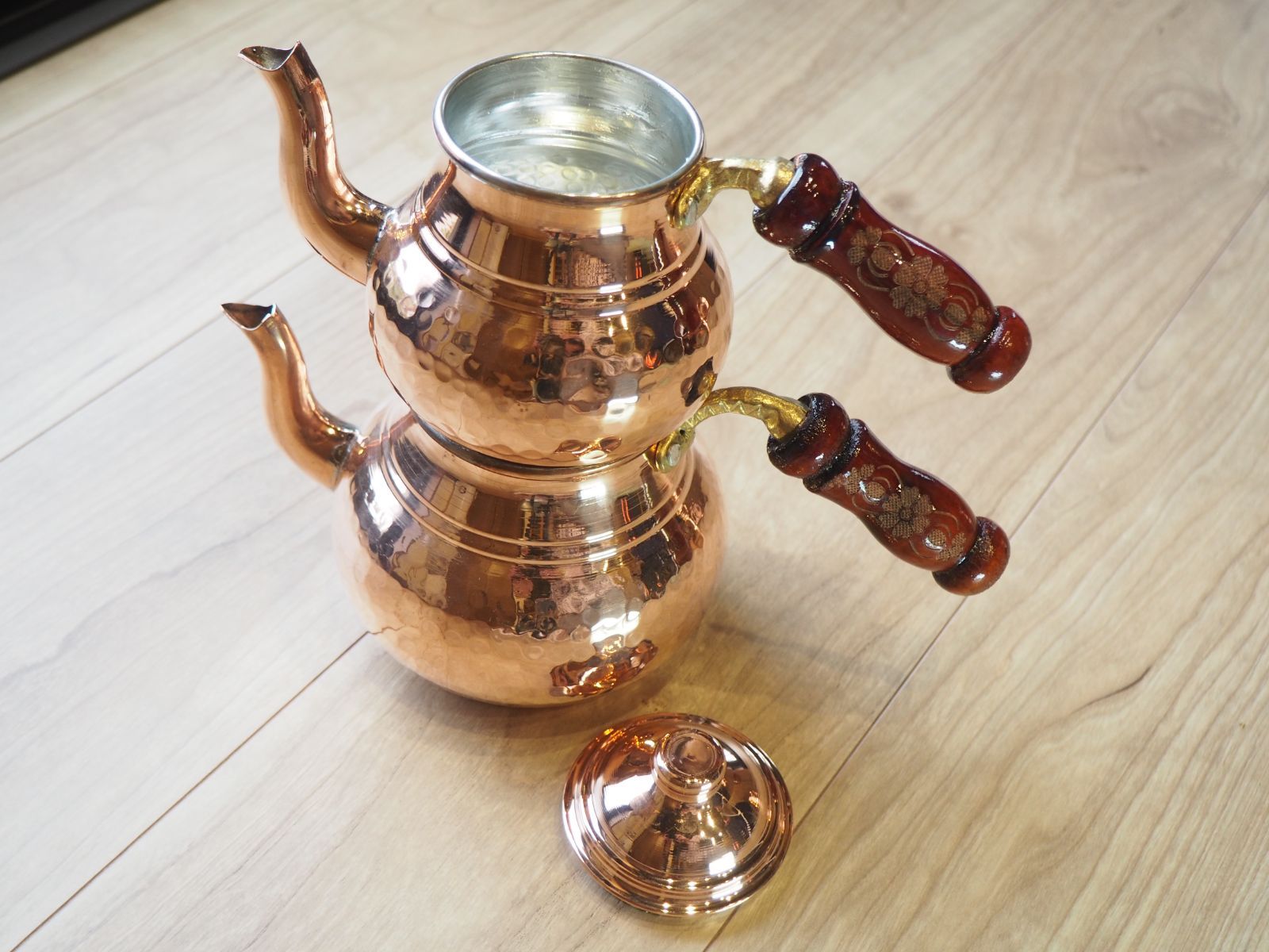 トルコ式ティーポット小 チャイダンルック 銅色 シンプル