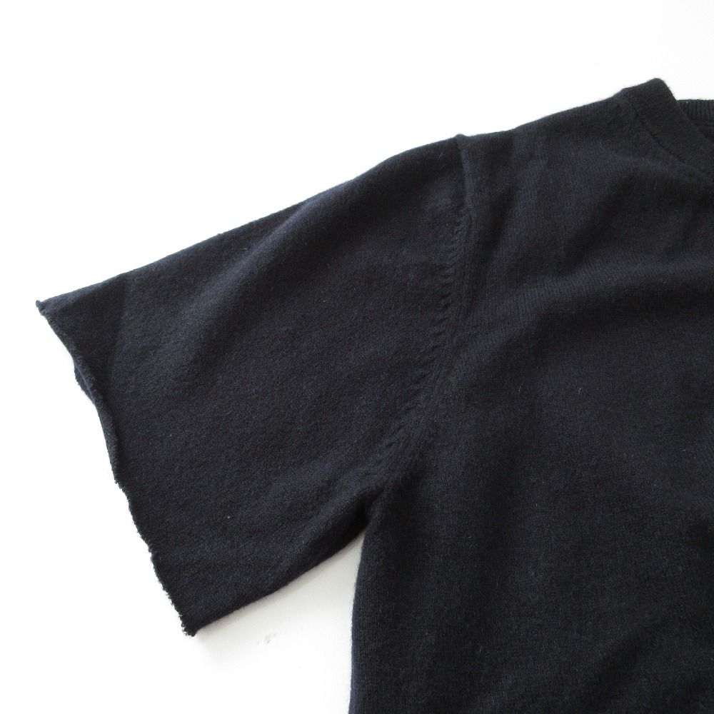 美品 extreme cashmere X エクストリームカシミヤ Vネック ショートスリーブ 半袖 カシミヤ ニット セーター ネイビー レディース 古着 中古 USED 美品 extreme cashmere X エクストリームカシミヤ Vネック