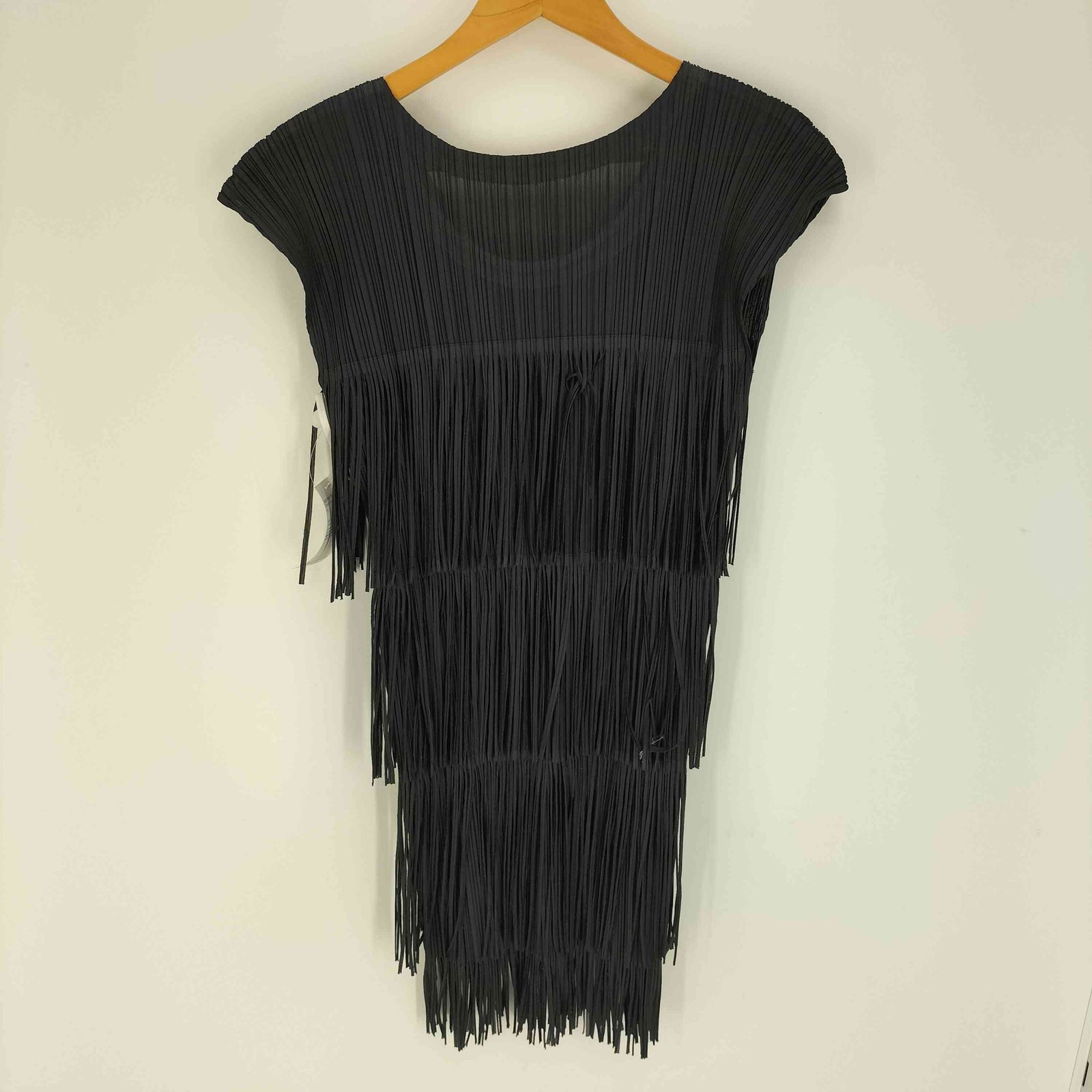 プリーツプリーズイッセイミヤケ PLEATS PLEASE ISSEY MIYAKE 12 SS フリンジデザイン ノースリーブ プリーツ チュニック レディース JPN 4