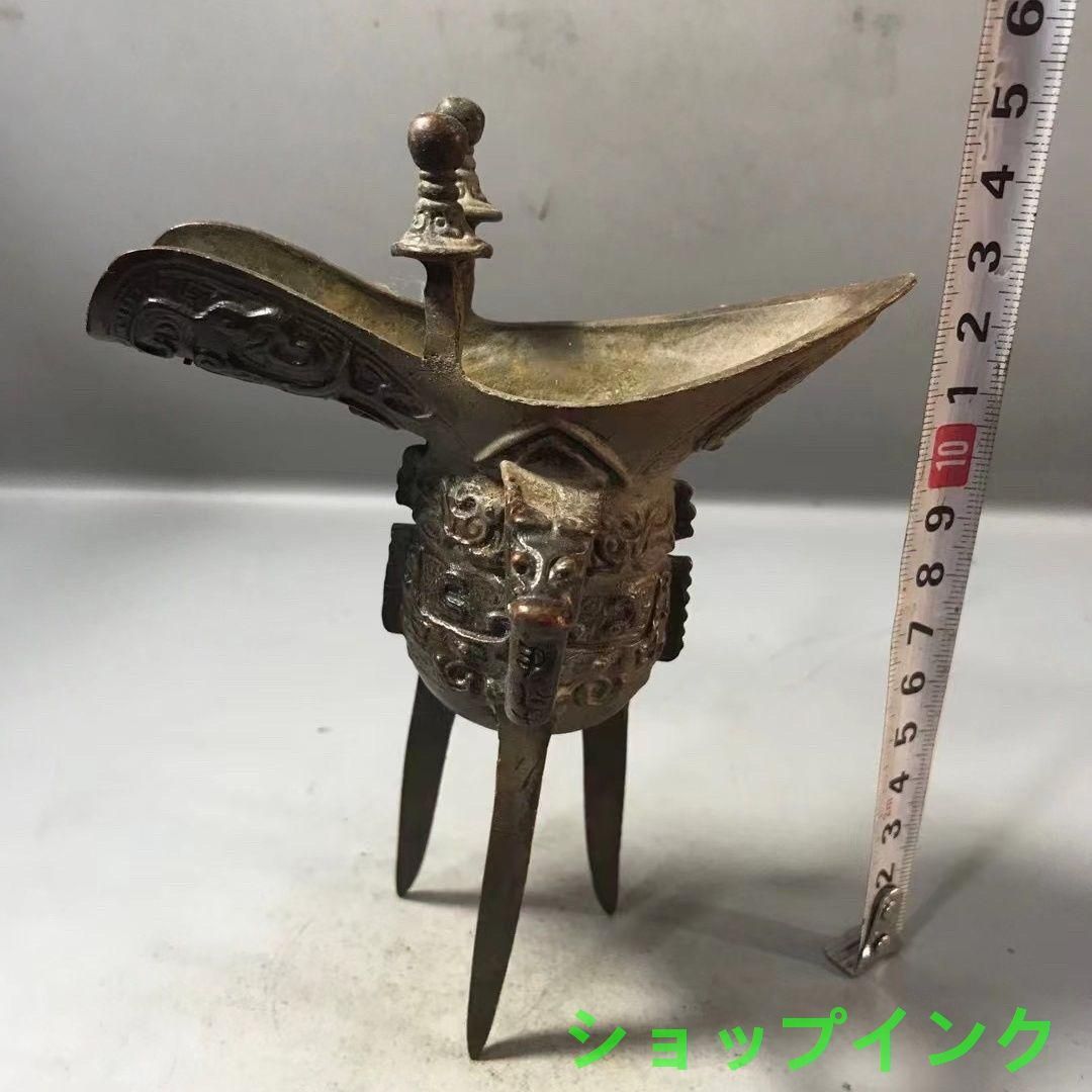 銅器 黒杯 酒爵杯 三足杯 書道具 文房具 工芸品 置物 銅器 黒杯 酒爵杯 三足杯 書道具 文房具 工芸品 置物 - メルカリ