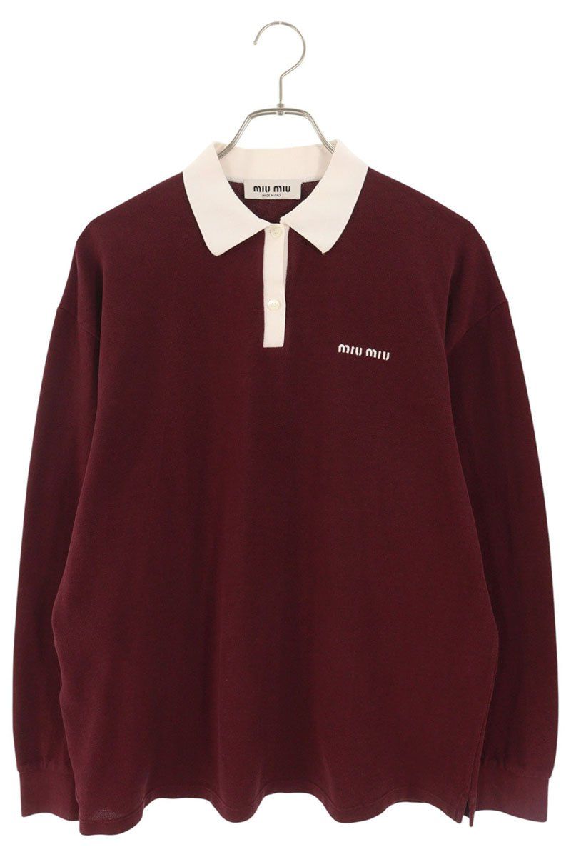 ミュウミュウ MJL 056 ロゴ刺繍ポロ長袖カットソー レディース XS