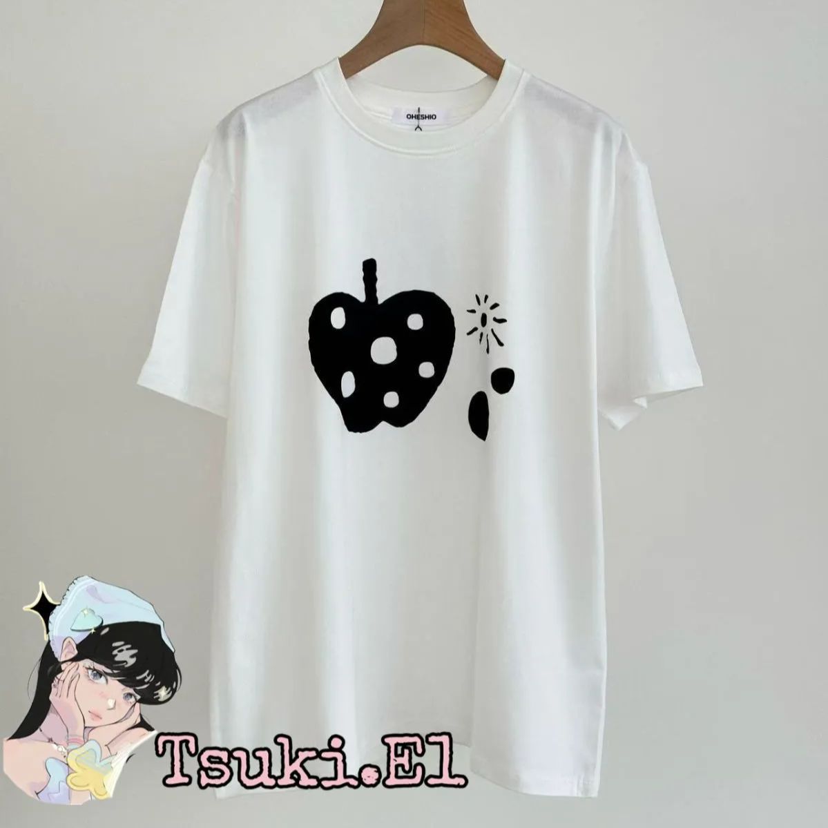 【OHESHIO】APPLE DOT OVERFIT T-SHIRT オーバーフィットTシャツ 新品 韓国 OHESHIO APPLE DOT OVERFIT T-SHIRT人気 半袖