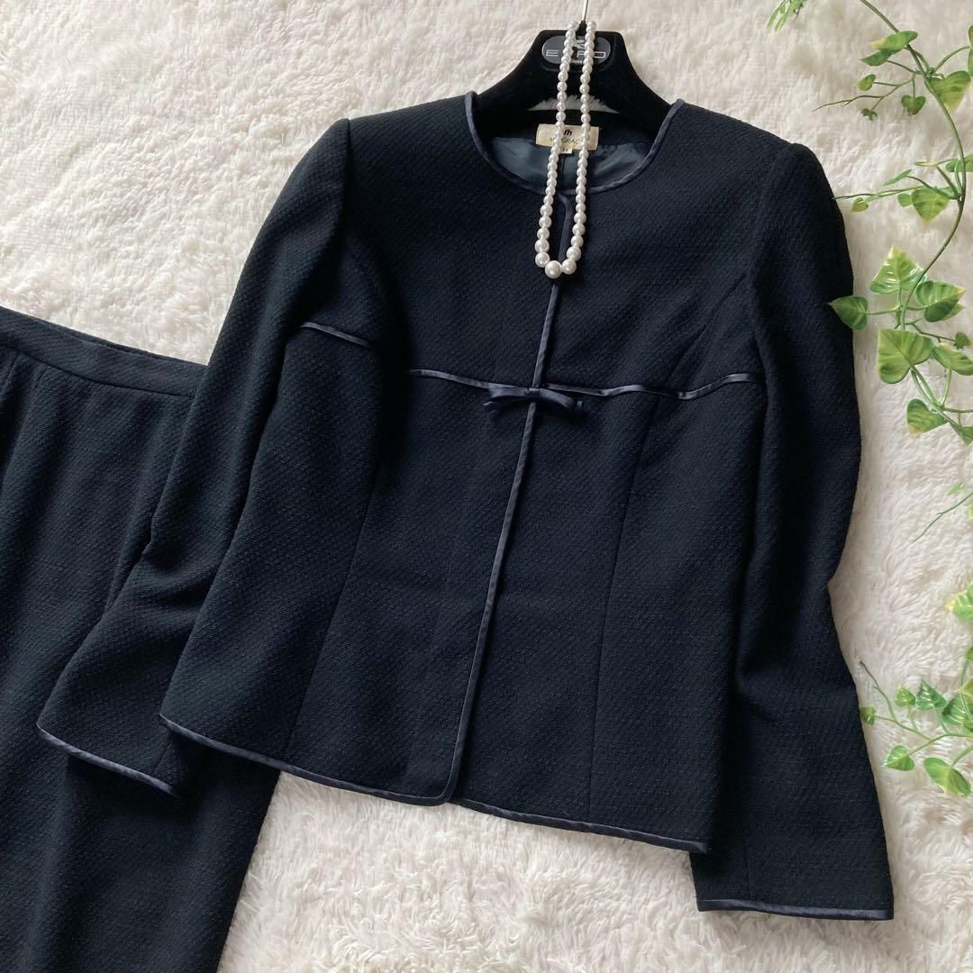 M S GRACY エムズグレイシー フォーマルスーツ ノー ジャケット 濃紺 セットアップ リボン