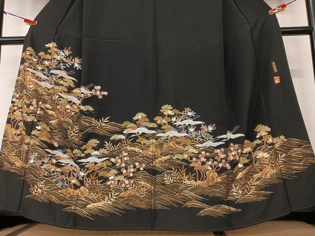 平和屋着物○金彩友禅作家 金彩の魔術師 堀省平 金煌織 黒留袖