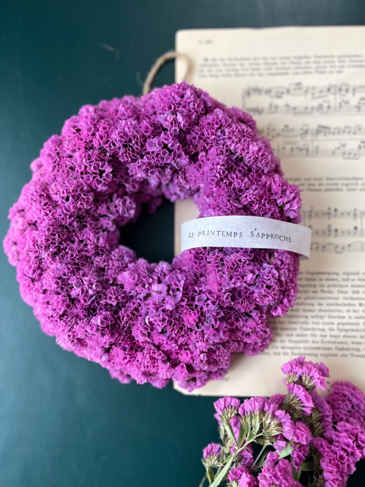 hand made ☆ スターチスいっぱいの春色リース 