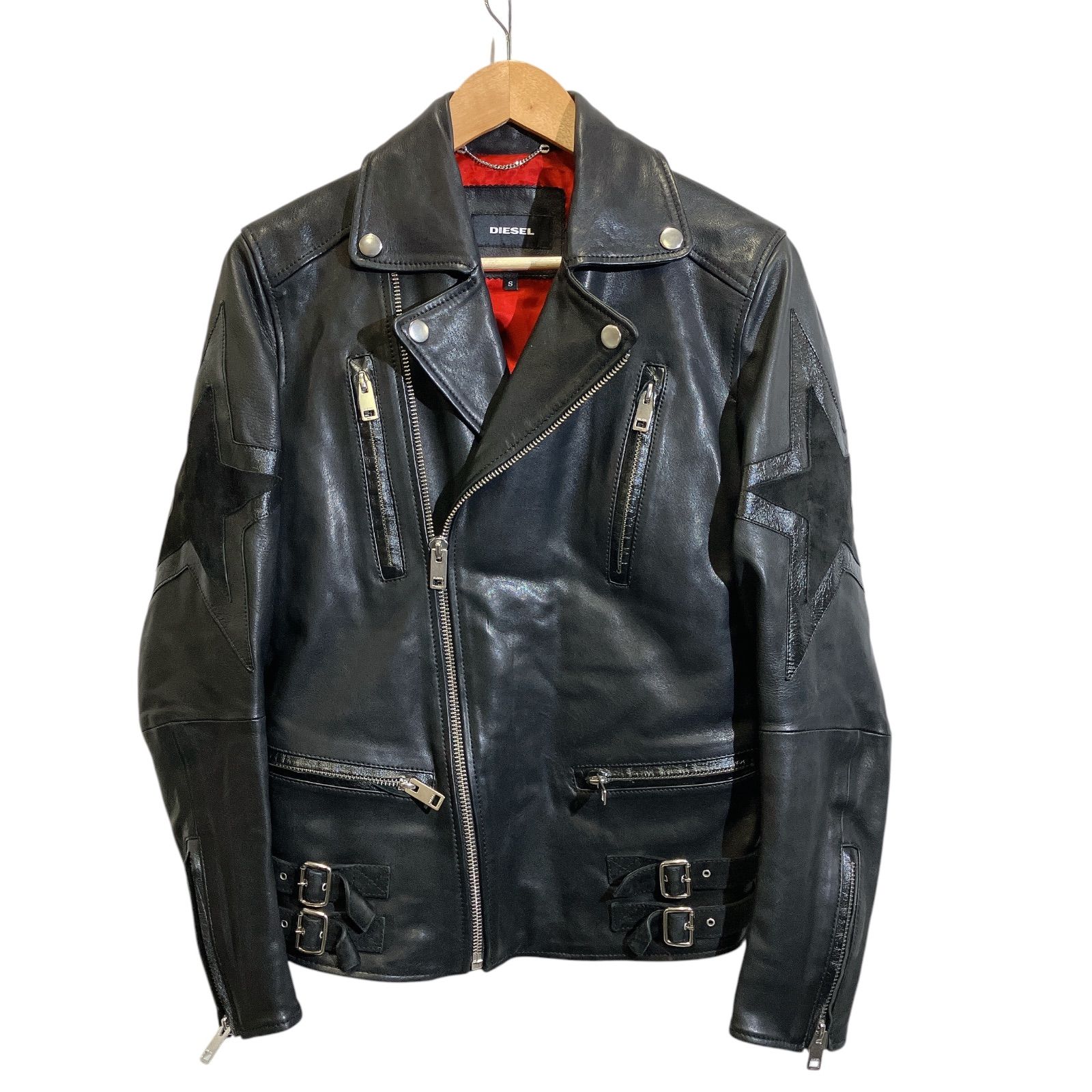 DIESEL ディーゼル ライダースジャケット ブラック 黒 羊革 スター 星