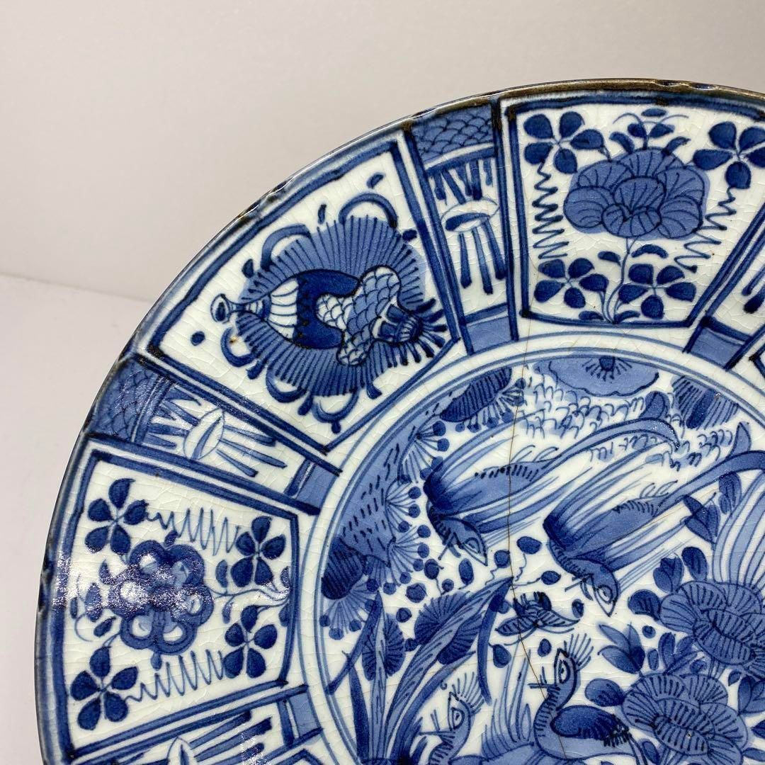 江戸中期　元禄染付　藍九谷手　大皿　タルチ　東さ5-0425☆ 江戸中期 元禄染付 藍九谷手 大皿 タルチ 東さ5-0425☆ - メルカリ