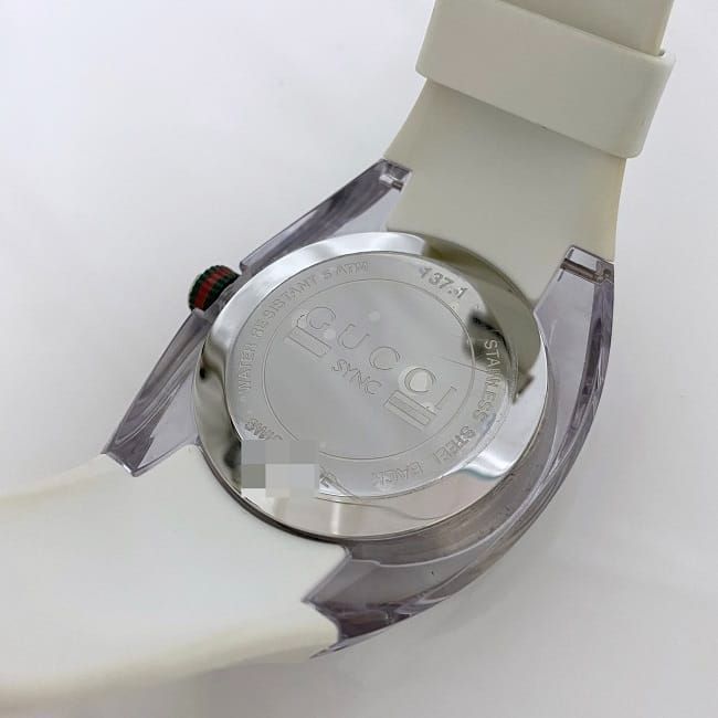 グッチ 腕時計 シンク クリア シルバー ホワイト シェリー