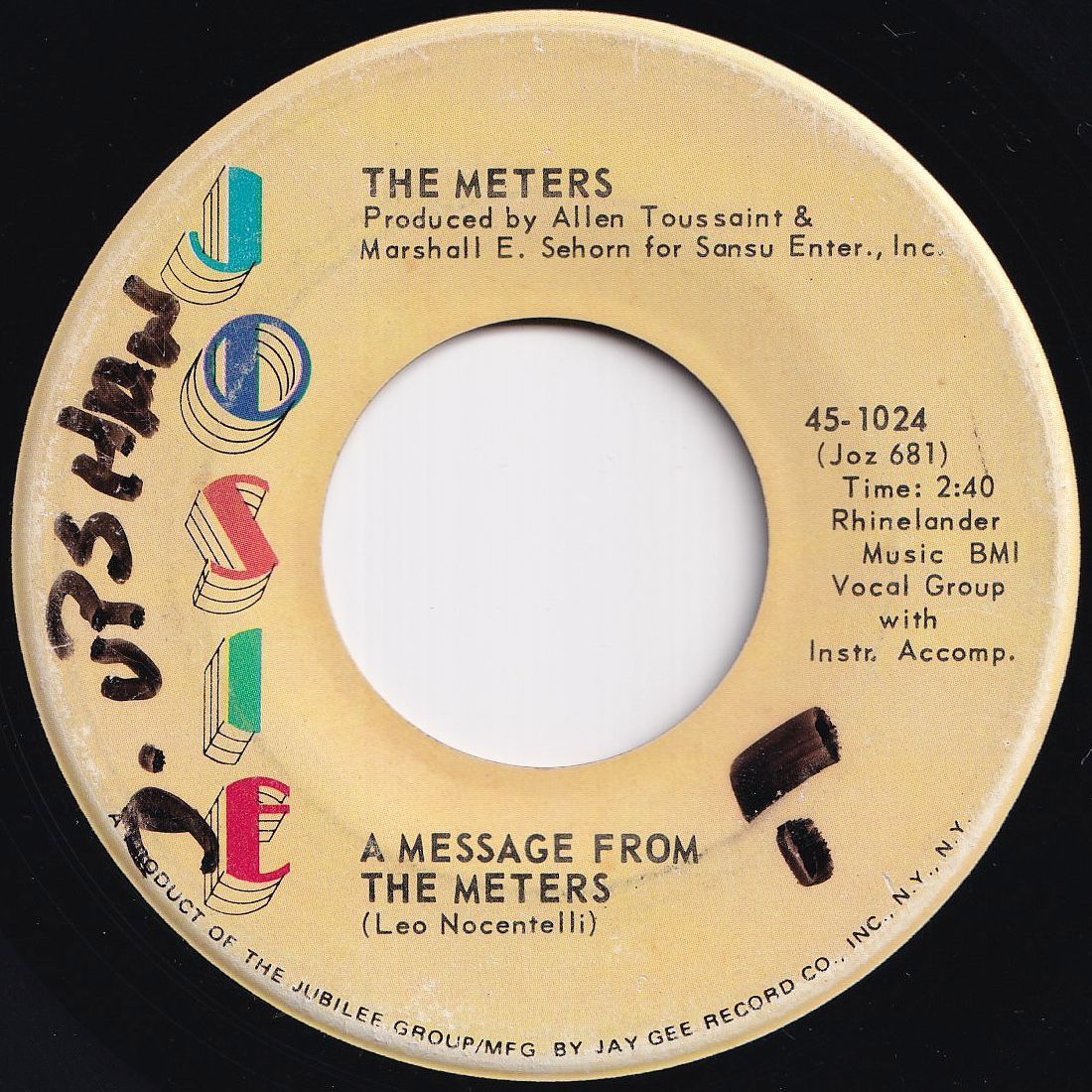 Meters A Message From The Meters / Zony Mash Josie US 45-1024 208476 SOUL  FUNK ソウル ファンク レコード 7インチ 45 - メルカリ