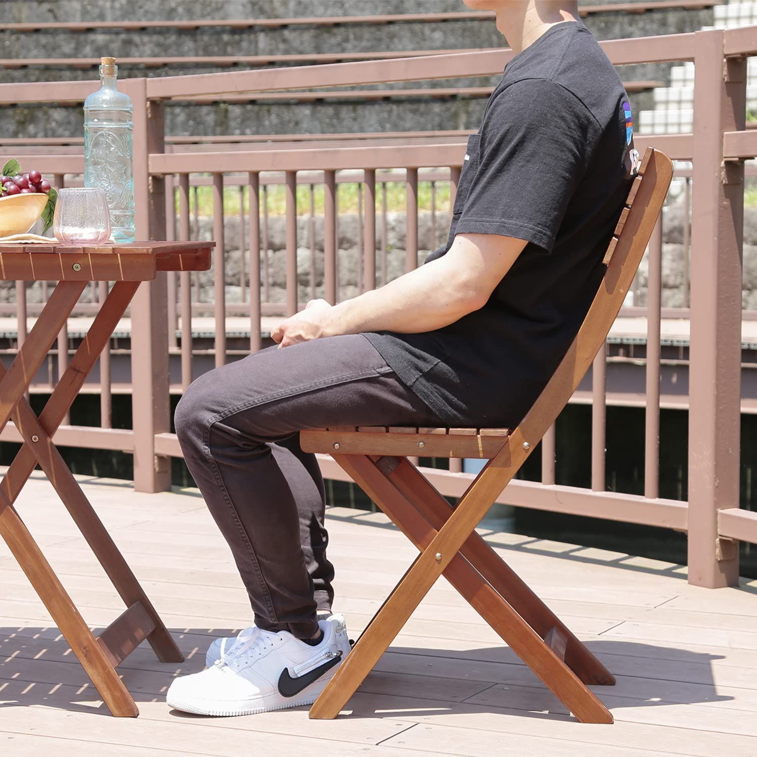 数量限定】3点セット チェア2脚 テーブル1台 屋外 ブラウン 79444 幅60