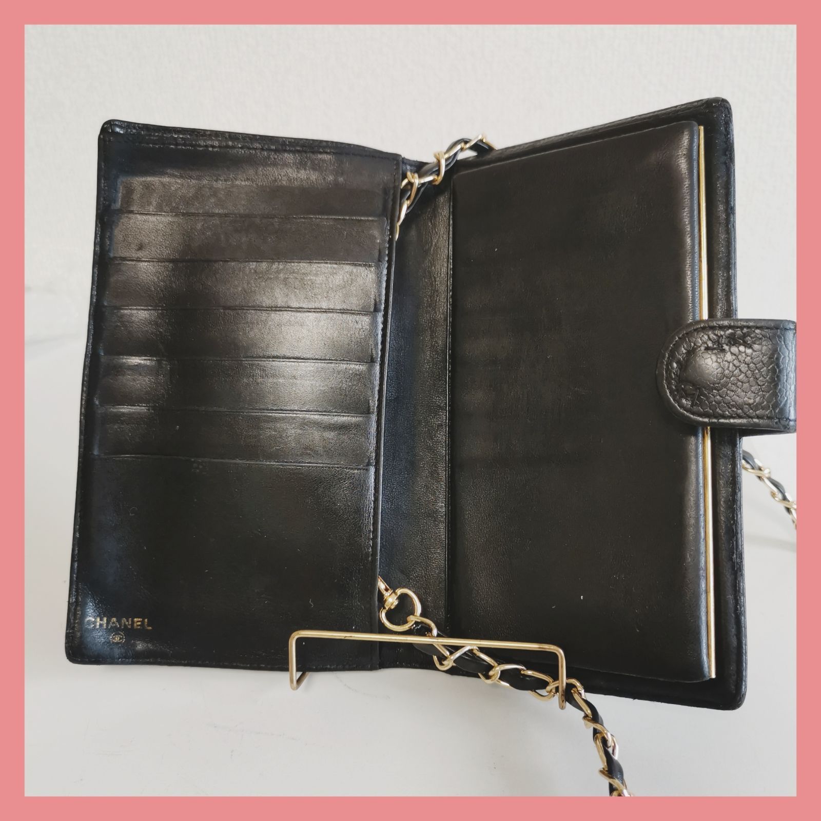 【超人気品】シャネルCHANEL黒マチあり長財布 キャビアスキン新品チェーン 超人気品】シャネルCHANEL大ココマーク キャビアスキンがま口長