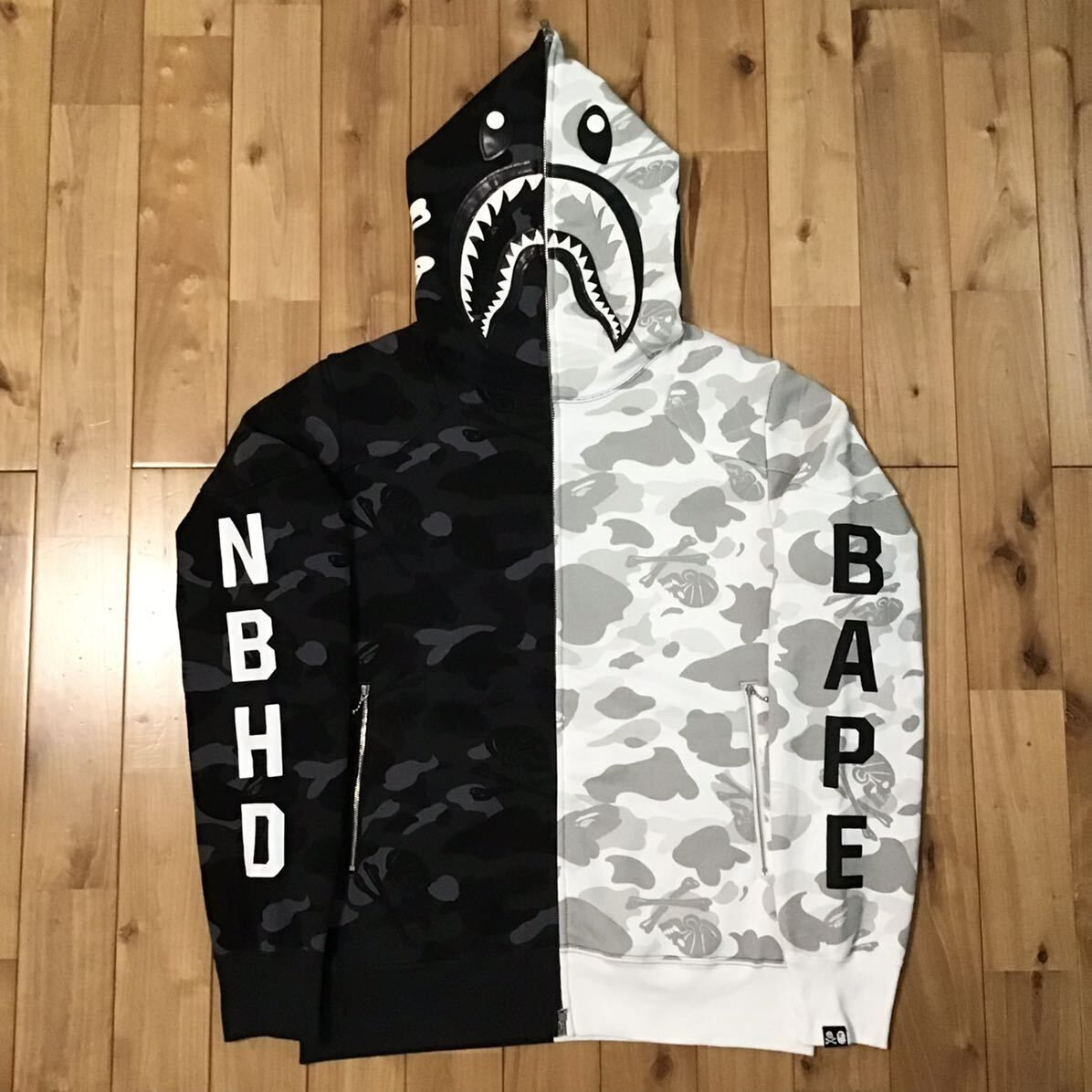 NEIGHBORHOOD × BAPE camo シャーク パーカー Lサイズ a bathing ape  