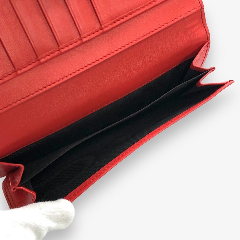 美品 GUCCI グッチ 231839 シマライン 長財布 レザー レッド 【鑑定