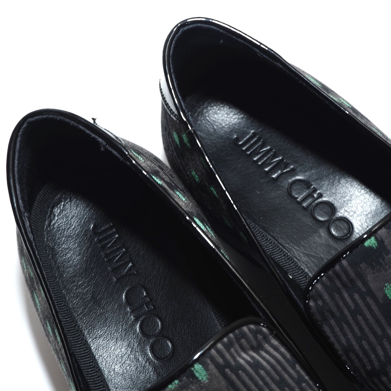 △良品 ジミーチュウ JIMMY CHOO Foxley 総柄 タッセルローファー 42