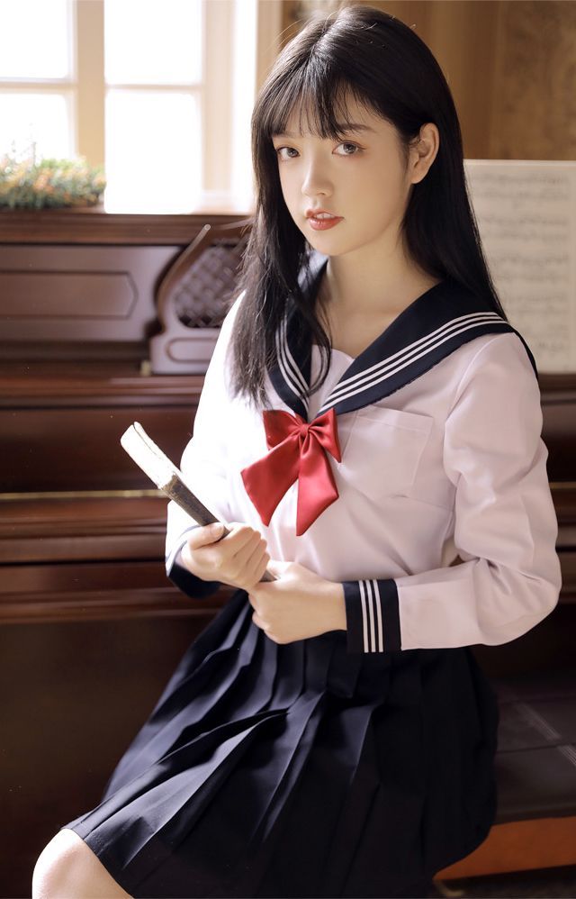 2022秋冬新作 白長袖 セーラー服 JK制服 女子高生 リボンタイ コスプレ