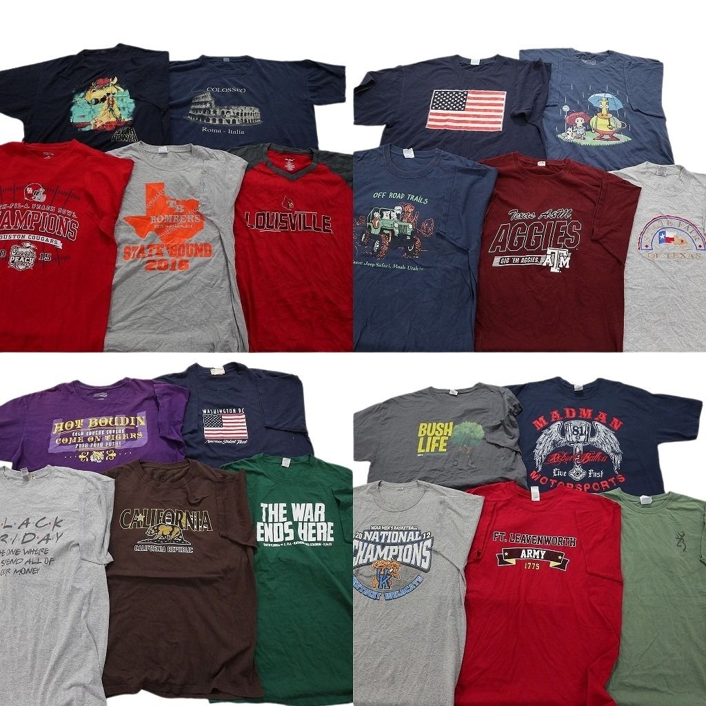 古着卸 mix 半袖Tシャツ 20枚セット メンズ XL チームロゴ 星条旗 ラグラン 英文字プリント 古着 NC3848