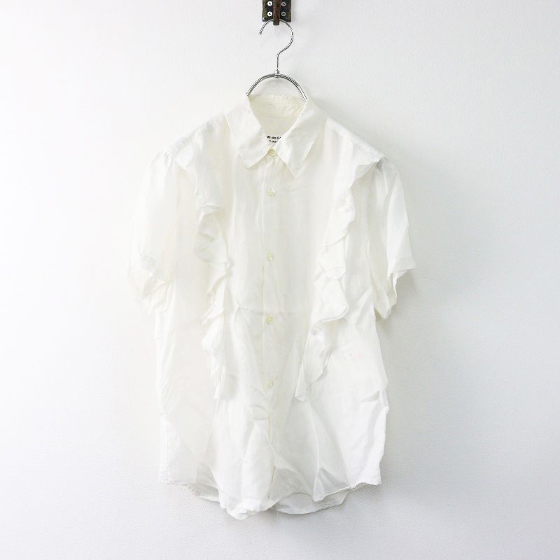 AD2008 コムコム コムデギャルソン COMME des GARCONS キュプラフリルシャツ S/ホワイト ブラウス 半袖 トップス【2400014030624】