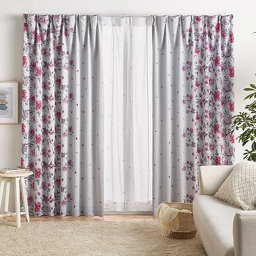 ボタニカルフラワー_100×150cm ベルーナ(BELLUNA) カーテン 3級遮光 4