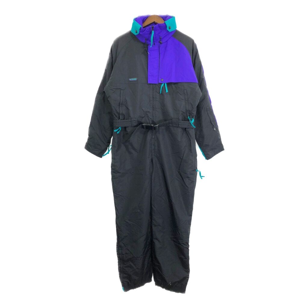 90年代 Columbia コロンビア つなぎ オールインワン アウトドア ブラック メンズ 2 XL相当 古着 R 0247