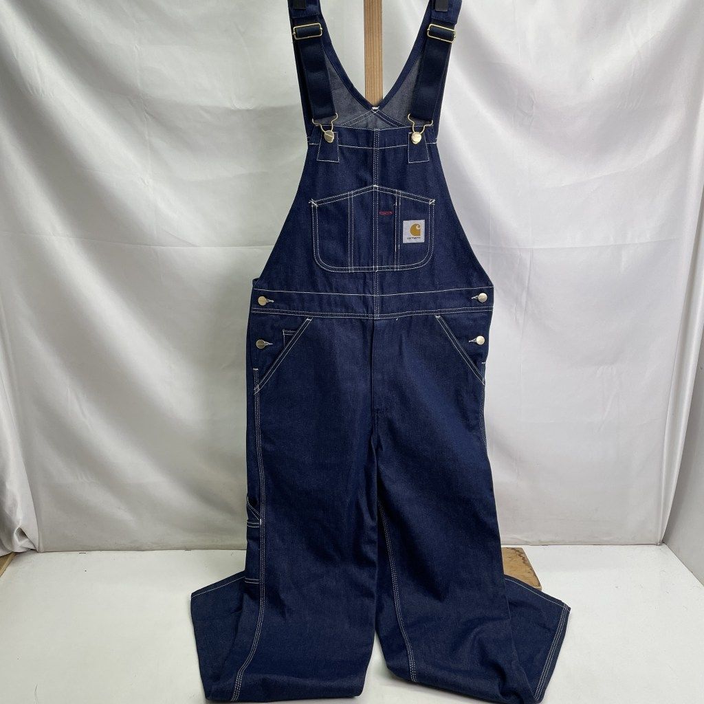01w-5480 Carhartt W.I.P カーハート ワークインプログレス BIB OVERALL ビブオーバーオール 30×32 ジップフライ ブルー チュニジア製 メンズ オーバーオール コットン 品