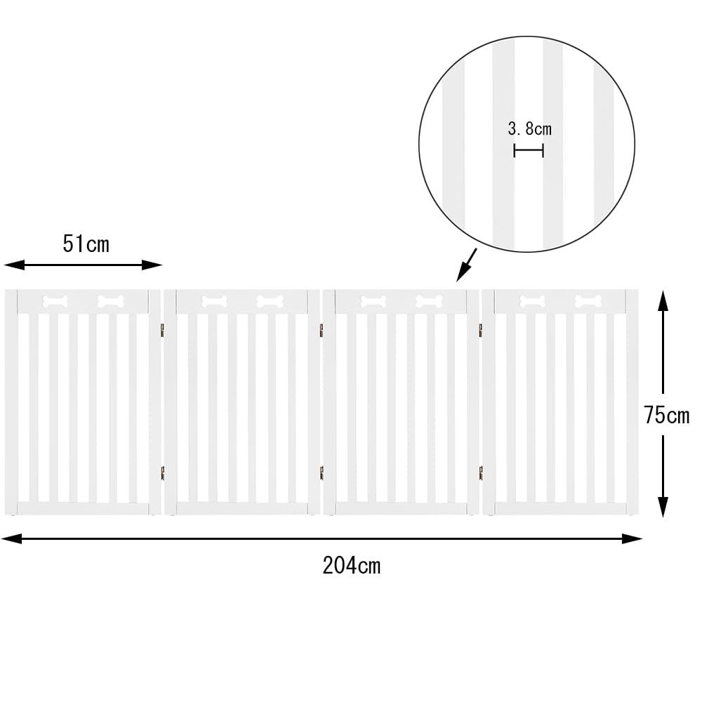 数量 中小型犬脱走防止ペットガード 飛び出し防止 自立式安全柵 階段 木製犬用ゲート 折り式バリア ペット用家具フェンス 出入り口 玄関用 unipaws 白い