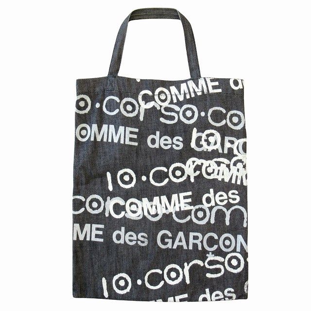 ディエチ コルソコモ コムデギャルソン 10 corso como COMME des GARCONS ブラック デニム トート バッグ ペイント  ロゴ クラック加工 オールド アーカイブ SA-K902 黒 レディース メンズ ユニセックス