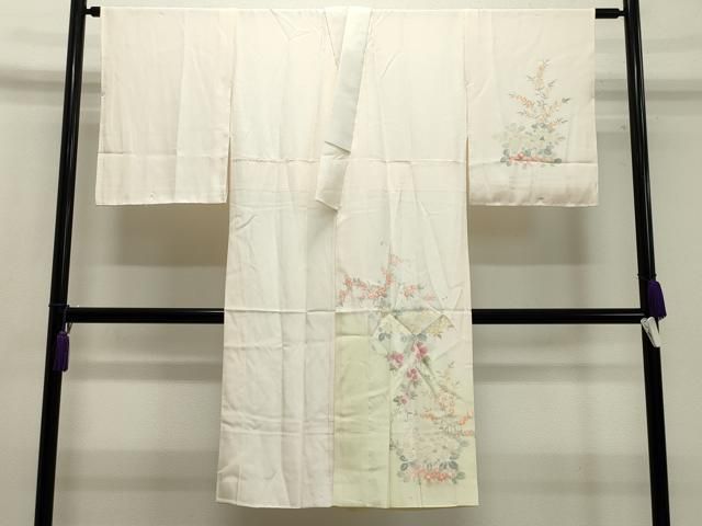 平和屋着物●長襦袢 袷 手描き 花唐草文 暈し染め 正絹 ♥ CAAX5818gh