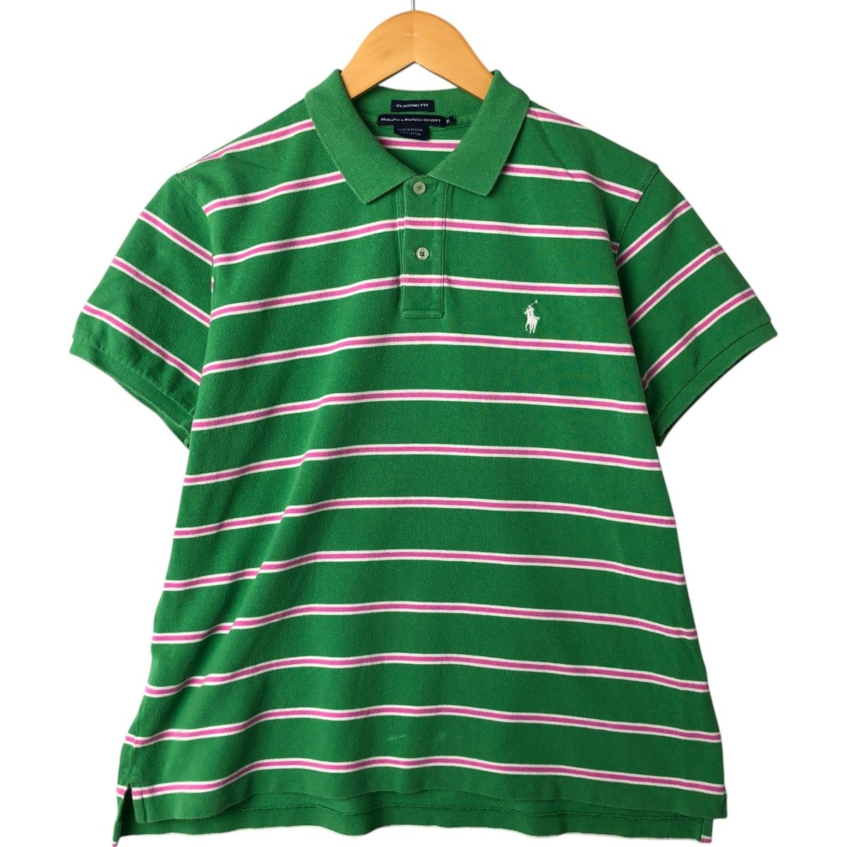 古着 ラルフローレン Ralph Lauren RALPH LAUREN SPORT CLASSIC FIT 半袖 ボーダー ポロシャツ レディースXL相当|eaa546290